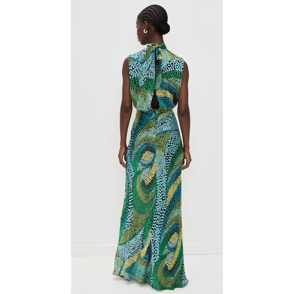 SALONI Fleur Green Dot Print Dress Size 4 - Picture 3 of 9